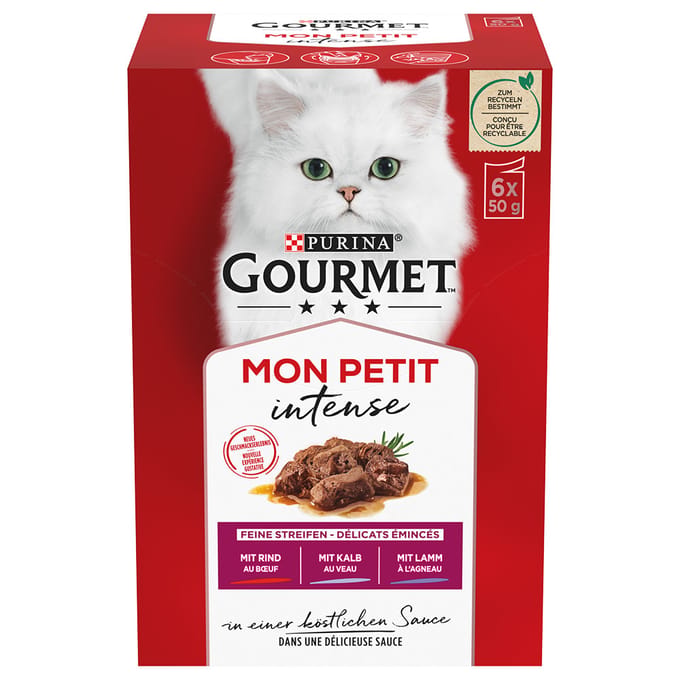 6x50g met Vlees Gourmet Mon Petit Kattenvoer