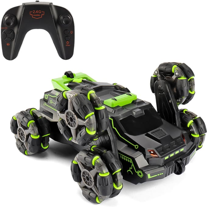 RC Stunt Auto voor Kinderen 2.4GHz 4WD Afstandsbediening Stunt Auto 2 Controle Modus Dubbelzijdig 360 graden Roterend remote controller mode groen