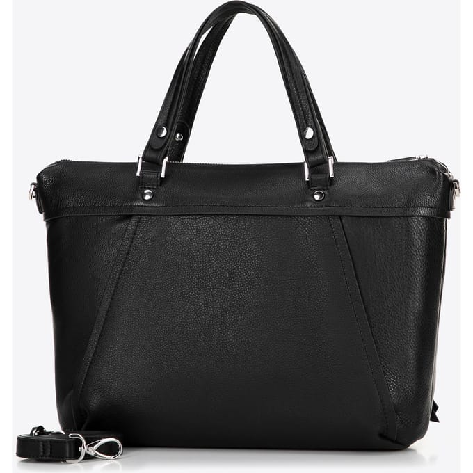 Wittchen Dames 15" Leren Laptoptas met Kwastje Zwart Natuurlijk Leer