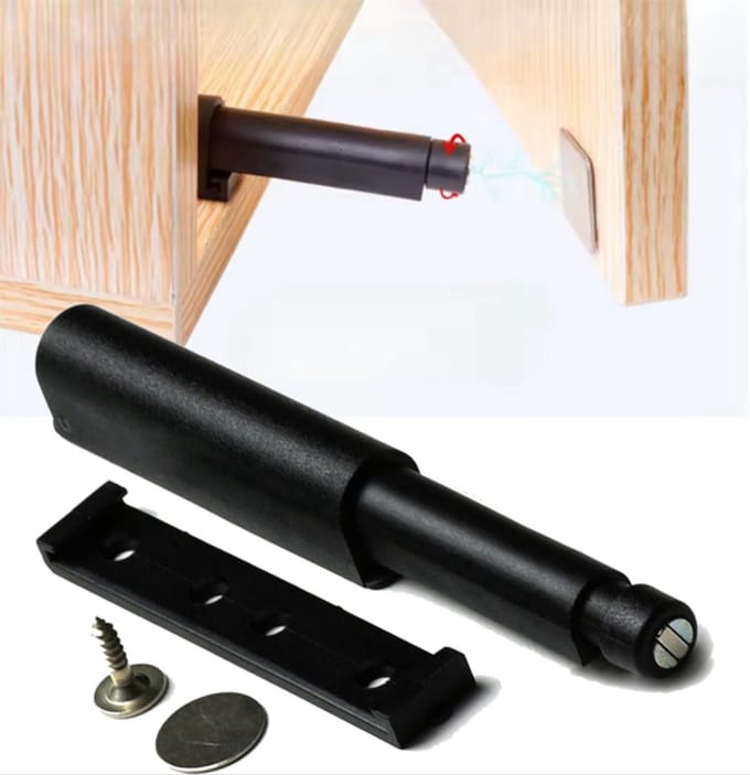 Druksnapper met buffer - Deurdemper - Deursluiter - Deurbuffer - Met magneet - Zwart - 4cm - Jonyx