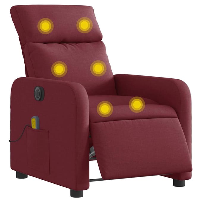 vidaXL - Massagestoel - elektrisch - verstelbaar - stof - wijnrood