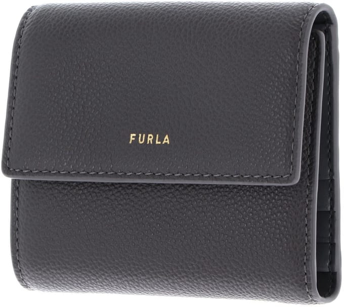 FURLA Leren portemonnee Vitello Night Goccia Compact Wallet Urban Gray grijs