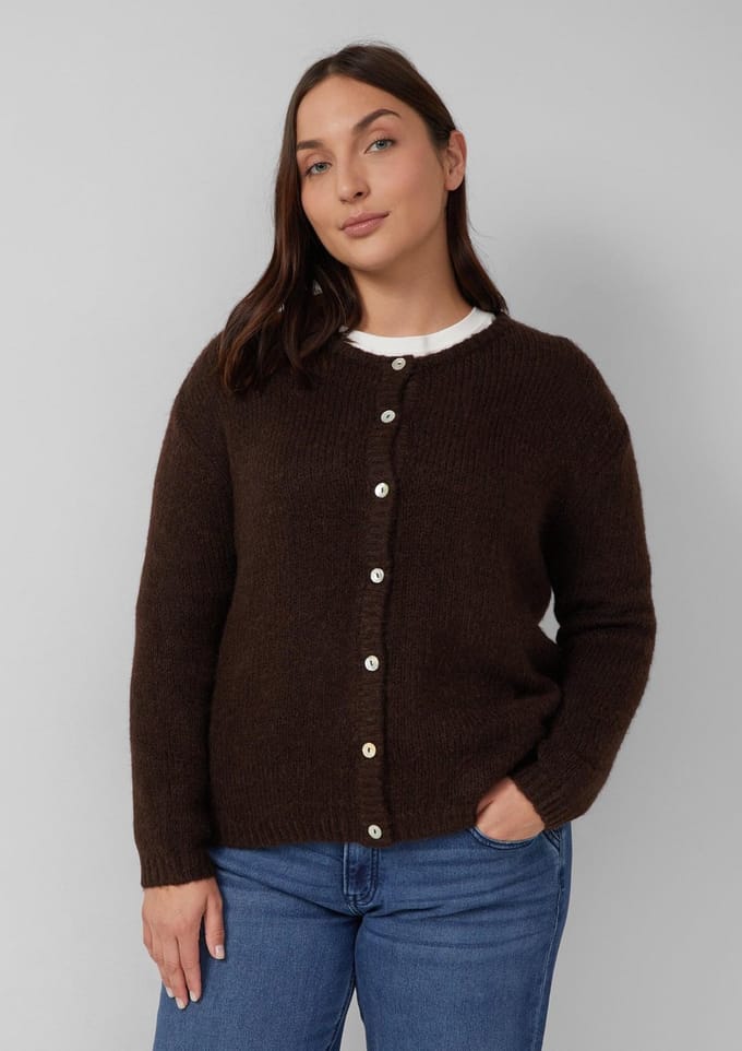 Alpaca gemixte cardigan met ribbelranden voor dames s.Oliver