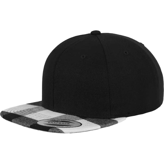Flexfit - Checked Flanell Peak Snapback blk/wht one size Snapback Pet - Zwart/Wit