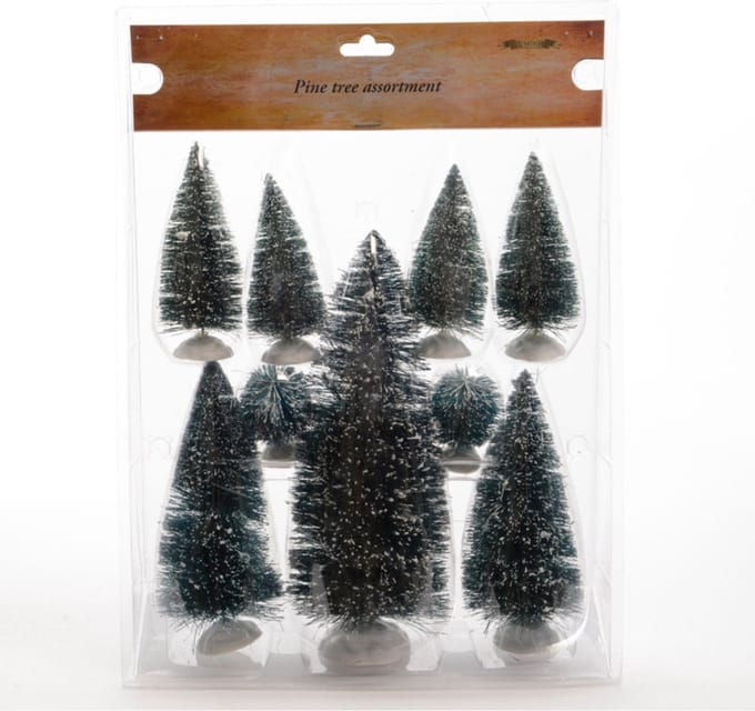 Decoratie boompjes - 9x stuks - groen - 4-22 cm - hobby