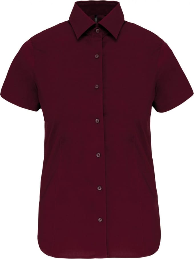 Kariban Dames stretch blouse korte mouwen K532 - Wine - M