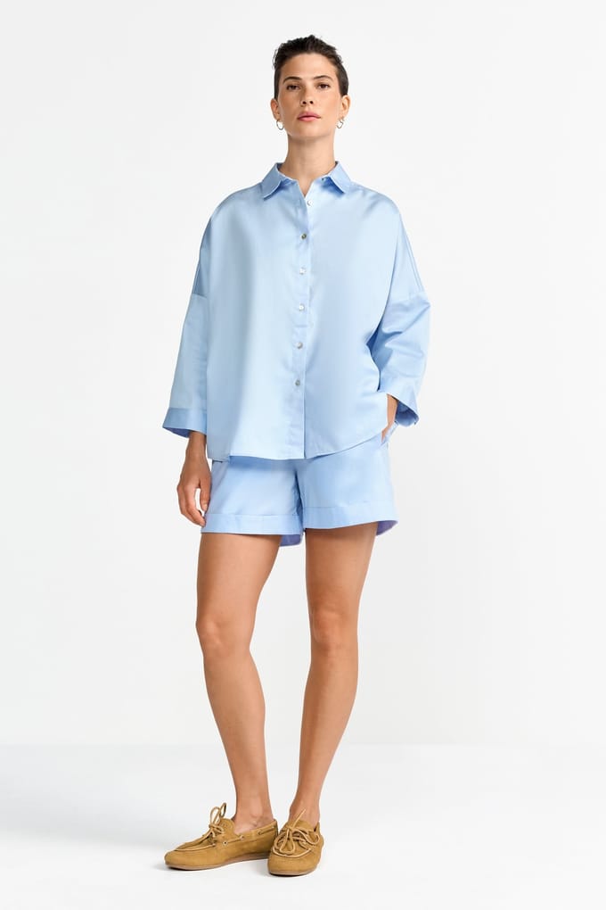 Rich & Royal Cotton Shorts Skyway Blue Größe: 40 | Kurze Sporthosen Outlet | Damen | Blau