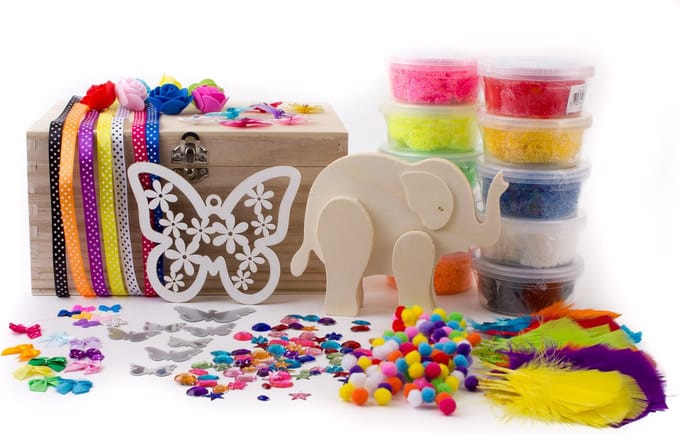 Houten schatkist | opberkist | Foam Clay® luxe knutselpakket | knutselmaterialen