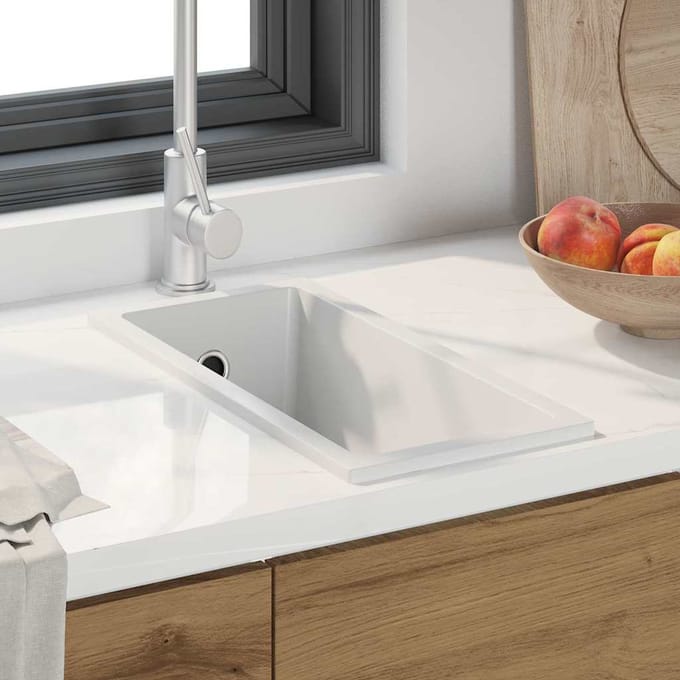 vidaXL - Keukenwasbak - Wit - 21 - x - 44 - x - 14 - cm - Graniet