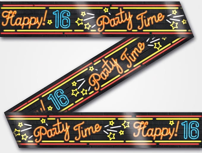 Paperdreams - Neon Party Tape - Happy 16 (12 m)