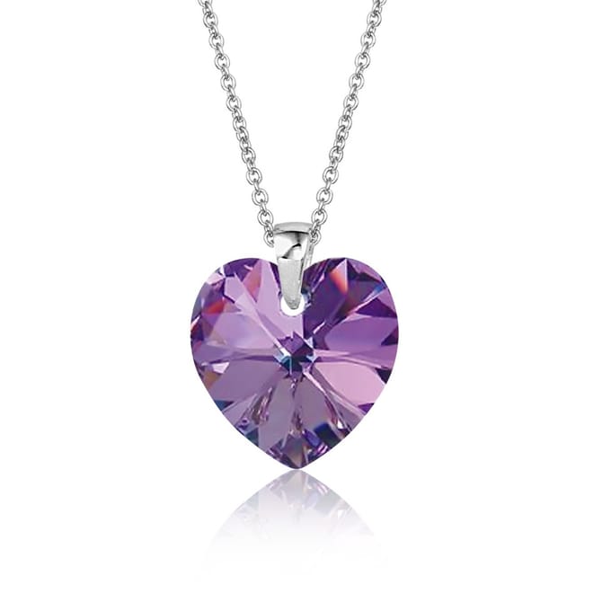 Montebello Ketting Fleur HZ115 - Swarovski Hart - 925 Zilver Gerhod. - Ø14mm - 40cm
