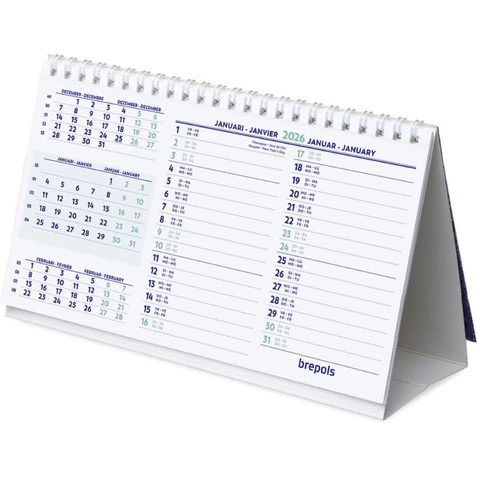Bureaumaandkalender 2027 Brepols 210x125mm