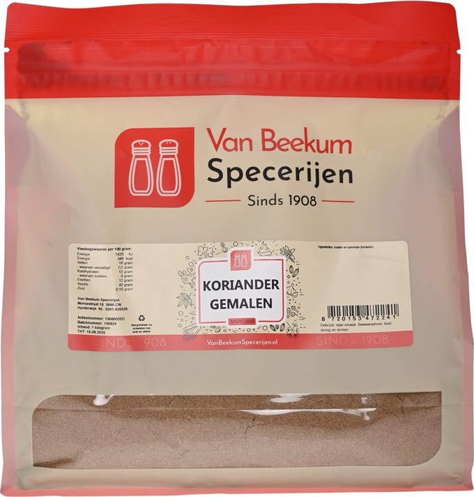 Van Beekum Specerijen - Koriander Gemalen - 1 KG (hersluitbare stazak)