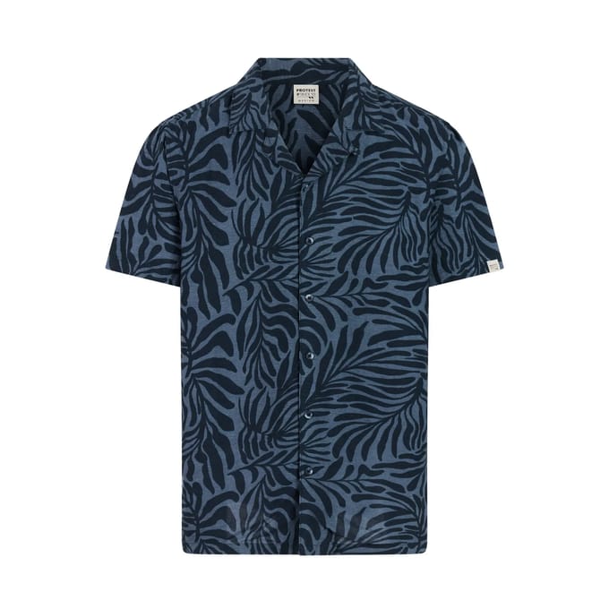Protest PRTLemming - T-shirt Heren - Korte mouwen - Normale pasvorm - Knoopsluiting - Blauw