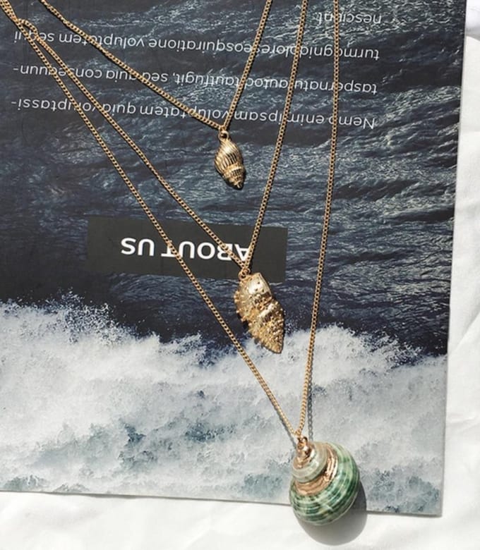 3 Lagen schelpen ketting | goud gekleurd