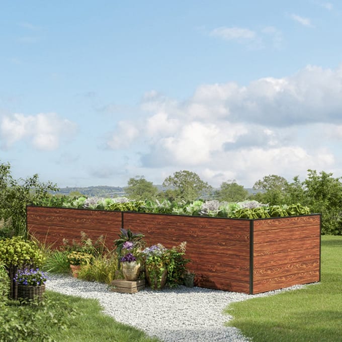 387 x 150 x 77 cm Moestuinbak Kingsize Daniela, Laklaag met houtoptiek