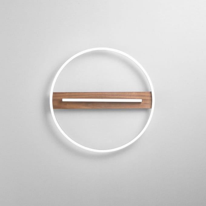 Luce Ambiente Design LED wandlamp Azimuth, Ø 50 cm, zwart/houtkleurig, metaal