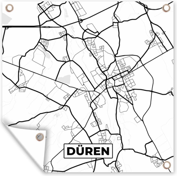 Tuindoek Düren - Stadskaart - Plattegrond - Kaart - 100x100 cm