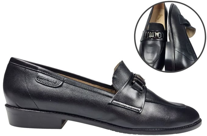 Stravers - Trendy Loafers Maat 43 Leer Zwart Grote Maten Instappers Dames