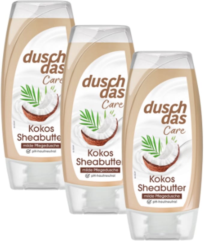 Duschdas Douchegel Kokos Sheabutter - Multiverpakking | 3x 225ml - Kokosnoot - Sheabutter | Verzorgend en Ontspannend - Crèmedouche