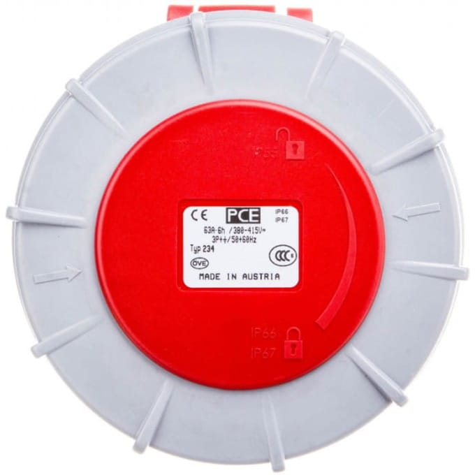 CEE koppelcontactstop - 63A 4-polig - rood - kunststof - IP67 - met schroefklem