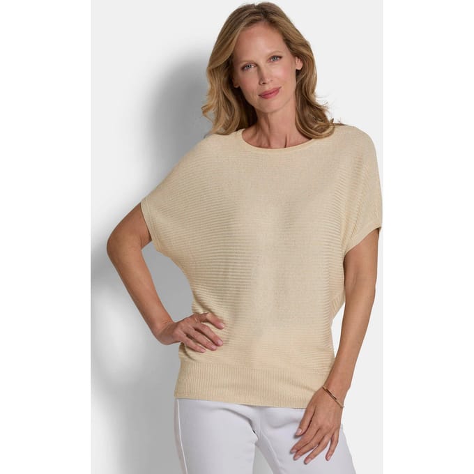 Chique tricot pullover met glansgaren - gebroken wit - Gr. 24/25 van Goldner Fashion