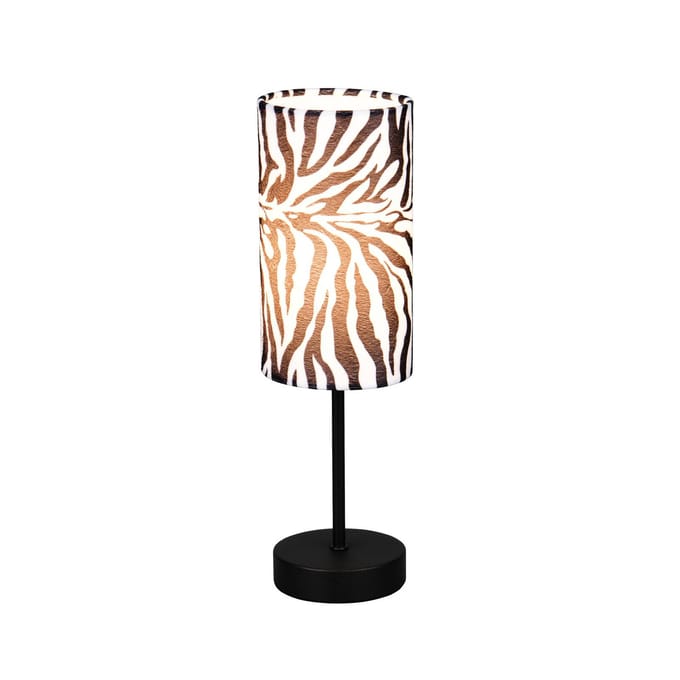 Reality Leuchten Tafellamp Zebara, zwart-wit, hoogte 37 cm, metaal