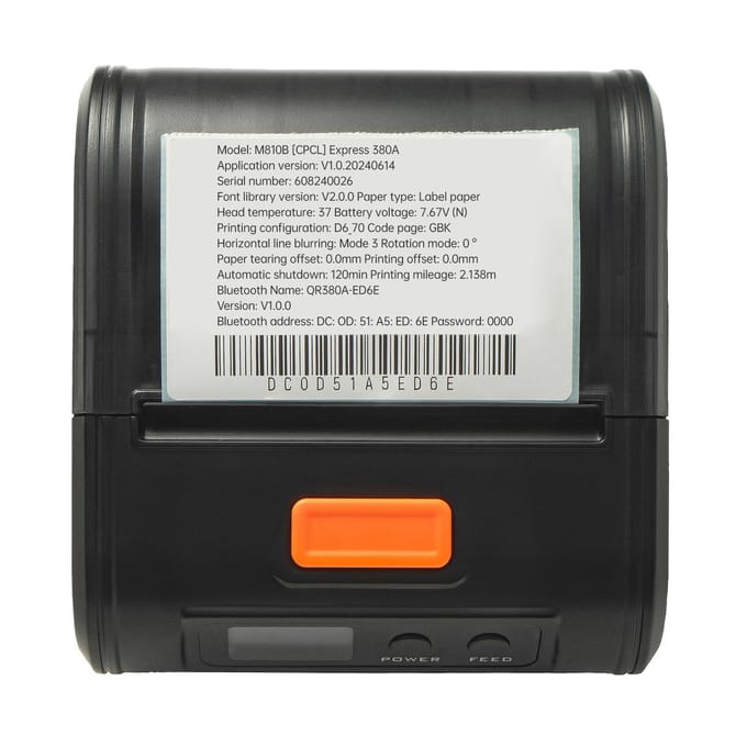 Draagbare Bonprinter 80mm Mobiele POS Direct Thermische Printer met BT+USB Gebruik met APP Compatibel zwart