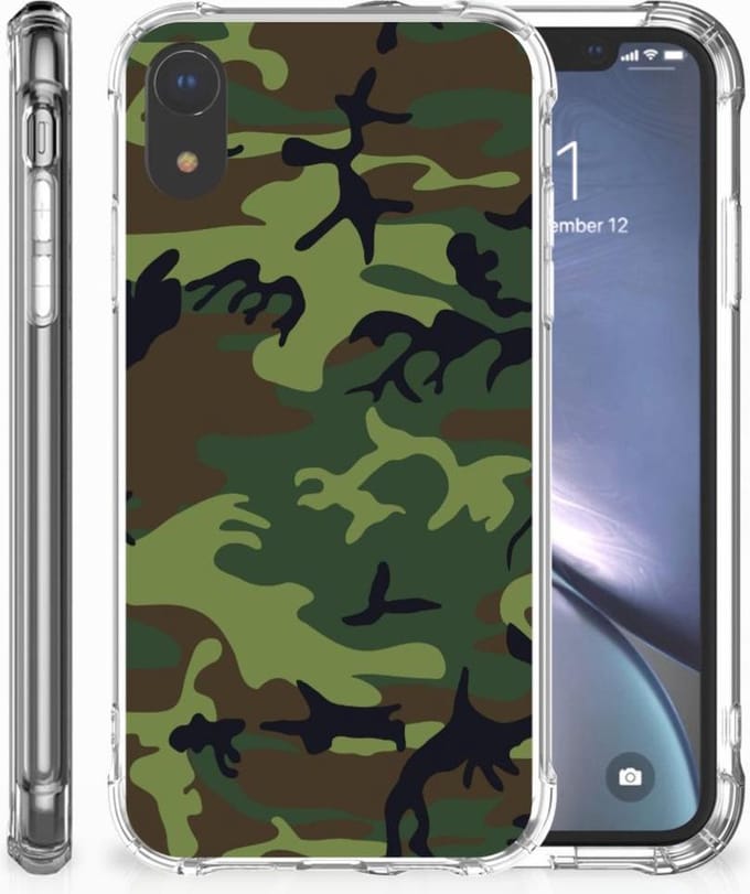 Apple iPhone Xr Doorzichtige Silicone Hoesje Army Dark