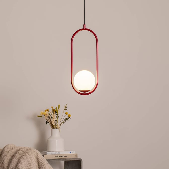 ALDEX Hanglamp Dione, 1-lamp, wijnrood/wit