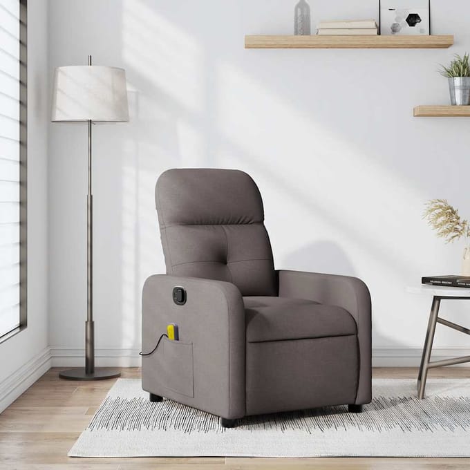 vidaXL - Massagestoel - verstelbaar - stof - taupe