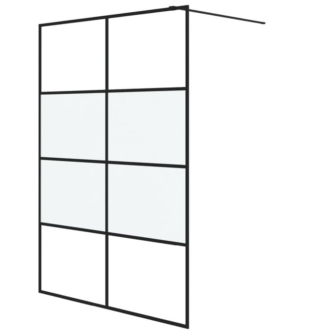 vidaXL - Inloopdouchewand - 140x195 - cm - halfmat - ESG-glas - zwart