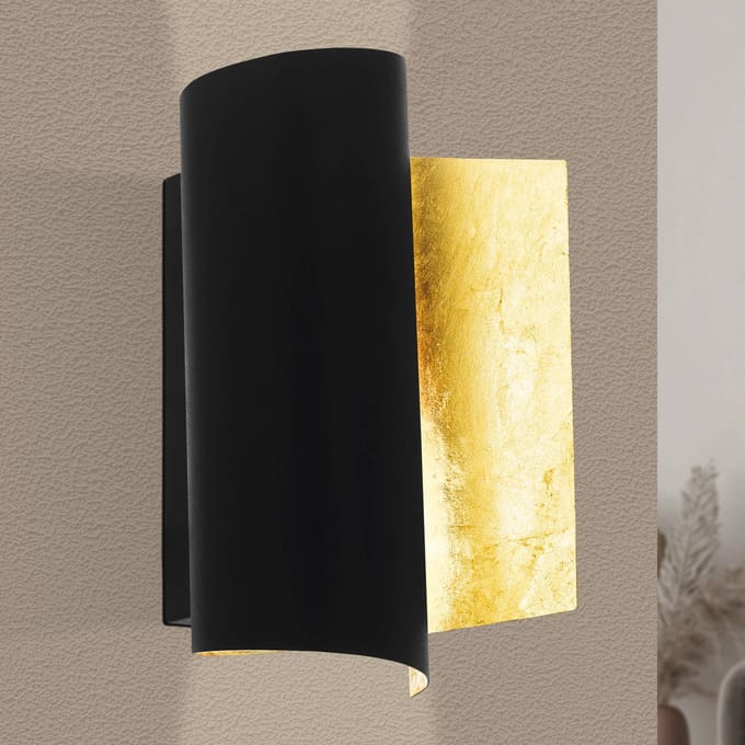EGLO Falicetto Wandlamp - E27 - 25 cm - Zwart/Goudkleurig