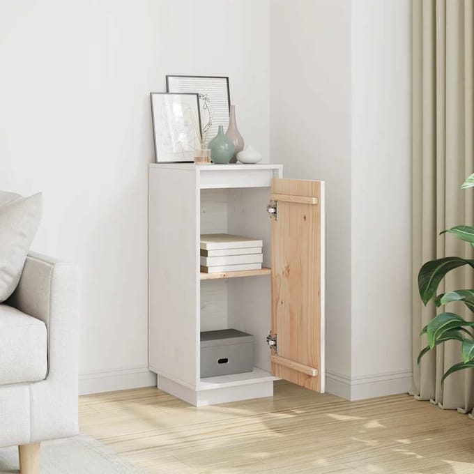 vidaXL - Dressoir - 31,5x34x75 - cm - massief - grenenhout - wit