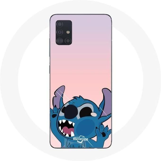 Coque pour Samsung Galaxy A71 Stitch le Nez en l'air fond rose