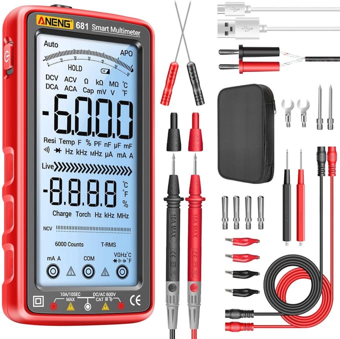Digitale Multimeter Oplaadbare TRMS 6000 Telt met Automatische Bereik, NCV, AC/DC-Spanning, Weerstand, en Capaciteit