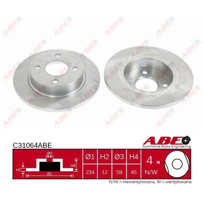Remschijf ABE C31064 voorkant, compleet, 1 Stuk