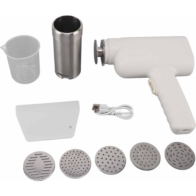 Elektrische Pastamakers Automatisch Oplaadbaar Draagbaar Handheld Noodle Persmachine met 5 stuks L wit