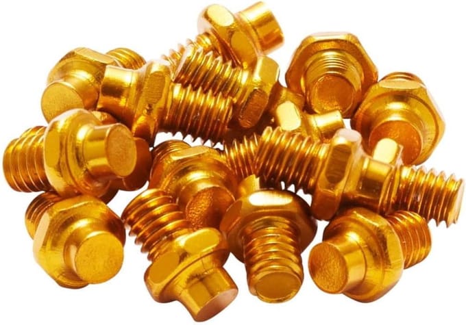 Pedaal Pin Set - Reserve Onderdelen - Fietsonderhoud - Aluminium Constructie - M4 Draad - Goud