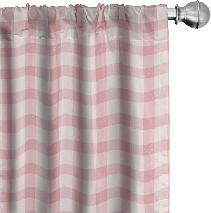 ABAKUHAUS Abstracte Gordijnen – Gingham Pastel – 2x75x175 cm – Microvezel