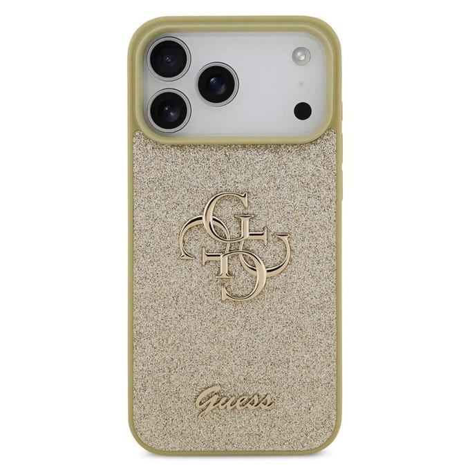 Guess Back Cover - iPhone 17 Pro Max - Goud - Glitterback - Verhoogde camerabescherming