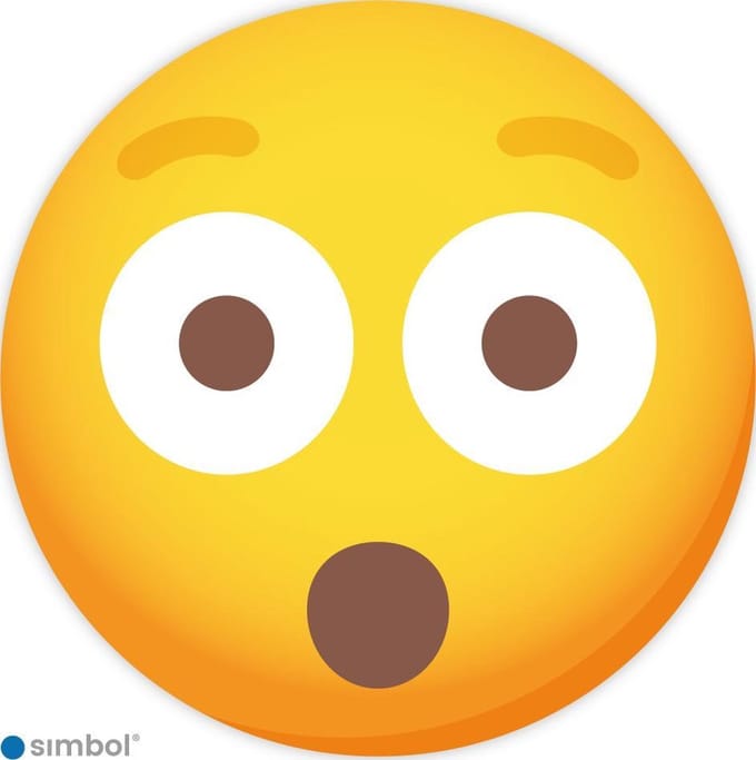 Simbol Sticker Emoticon Verbaasd - Verbaasde Smiley voor Kliko - ø 30 cm