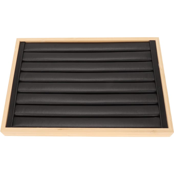 Organisateur de Plateau à Bijoux Empilable Rangement Présentoir Vitrine Support Boîte 7 Lignes Noir black