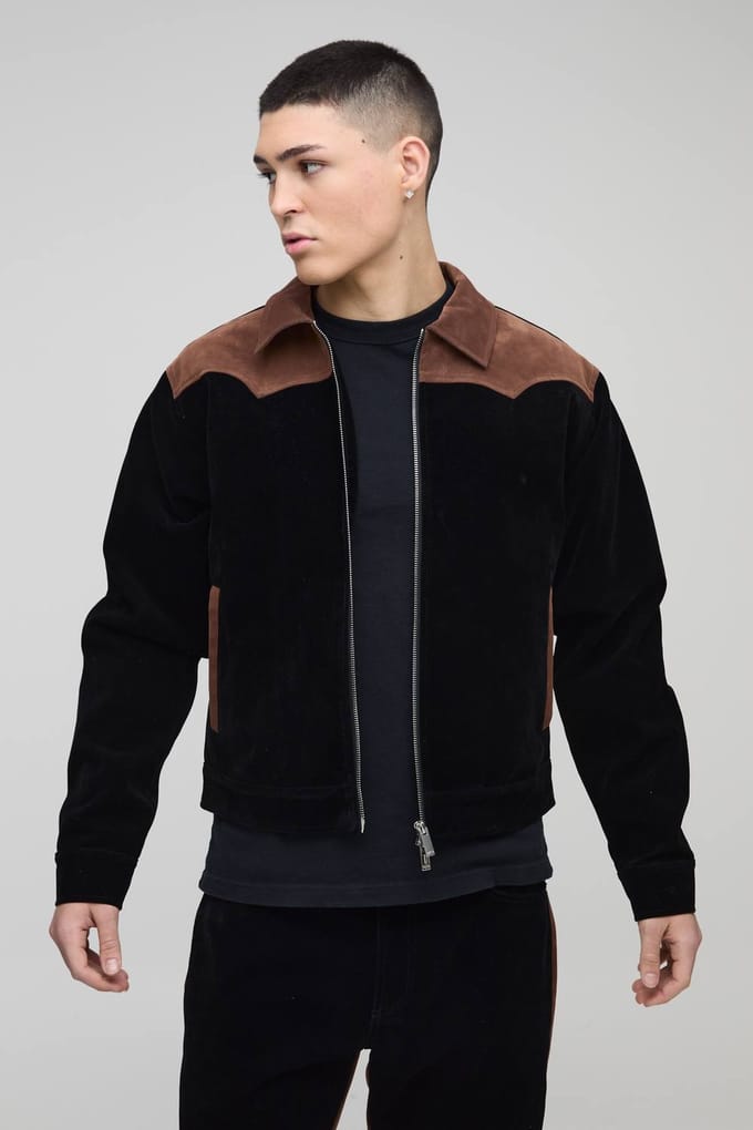 Regular Western Coated Denim Harrington | Black | Size Medium