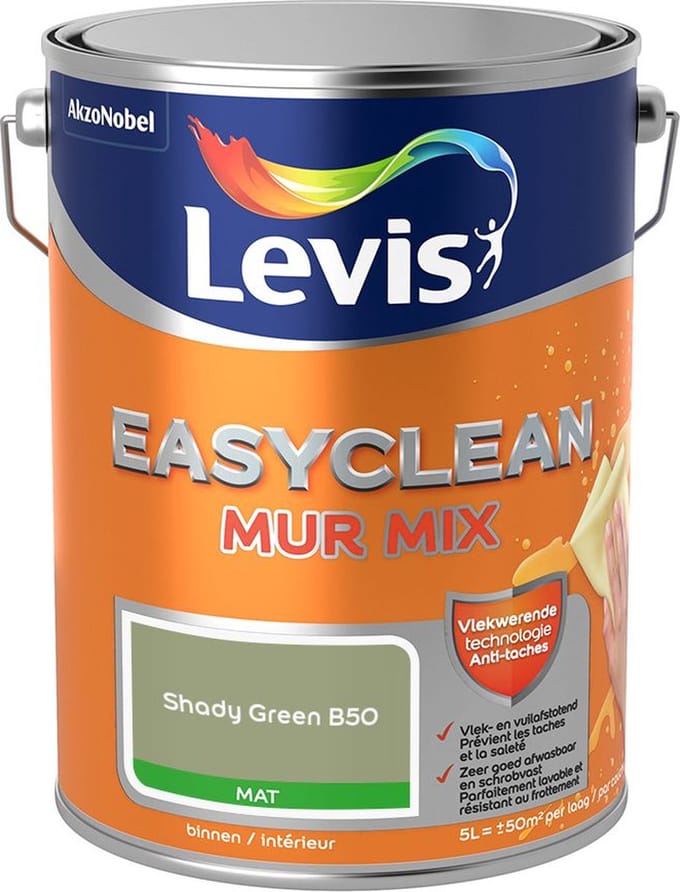 Levis - Easyclean Mur Mat Mix - Shady Green B50 - Mengverf - 5 L