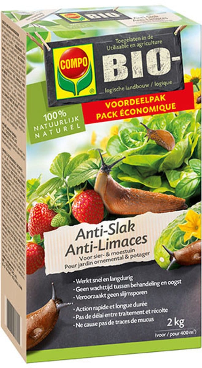 COMPO Bio Anti-Slak - voor siertuin en moestuin - snelle en lange werking - doos 2 kg (400 m²)