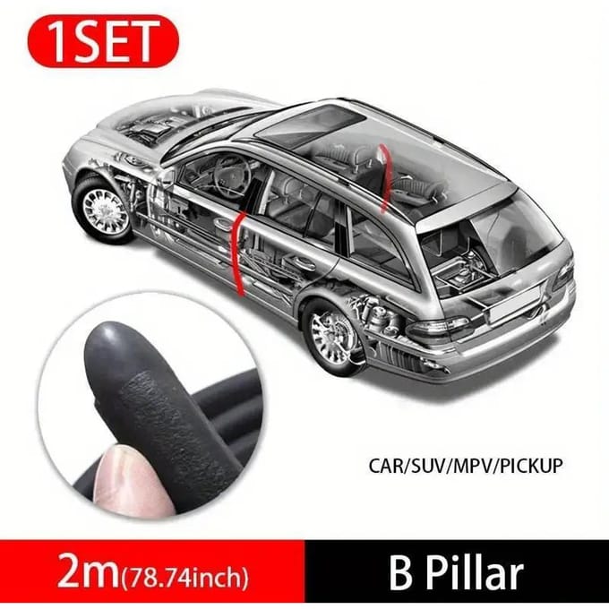 Autodeurrand Weerstrip 2 Stuks Auto Afdichtstrips B-Stijl Geluid Winddichte Bescherming Auto Afdichtmiddel Accessoires EPDM gray