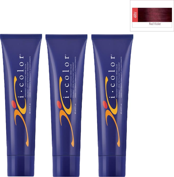 ISO i color Permanent Conditioning Crème Color 60ml 4RV (4.57) Red Violet x 3 tubes