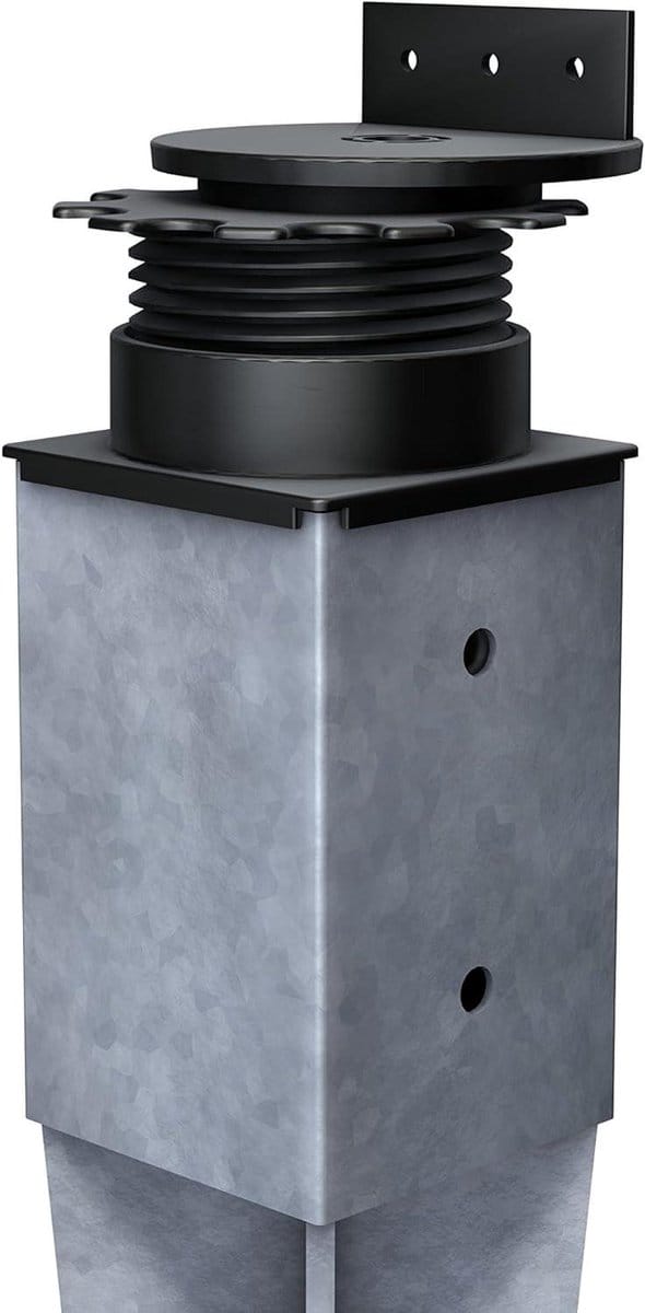 Terrasdragers - Verstelbare Voeten - Terras Onderbouw - Flexibele Kop - 42-87 mm - Zwart
