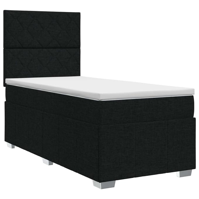 vidaXL - Boxspringbed - met - matras - met - hoofdeinde - Zwart - 100 - x - 200 - cm - Stof